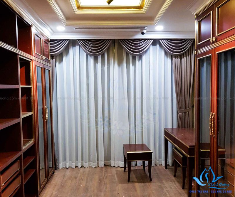 12.2  rèm vải tân cổ điển màu nâu vải thái lan cho chung cư  Discovery complex 302 cầu giấy hà nội giá 5500,000(2)