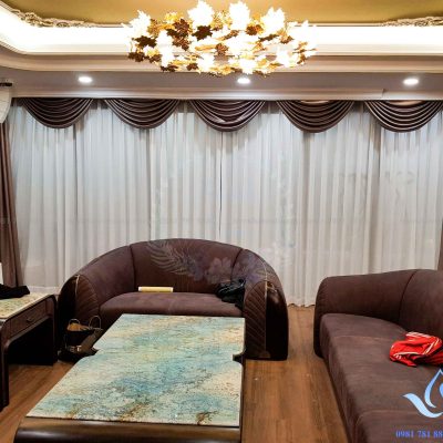 Rèm Tân cổ điển màu nâu tại chung cư Discovery Complex, Cầu Giấy PH441