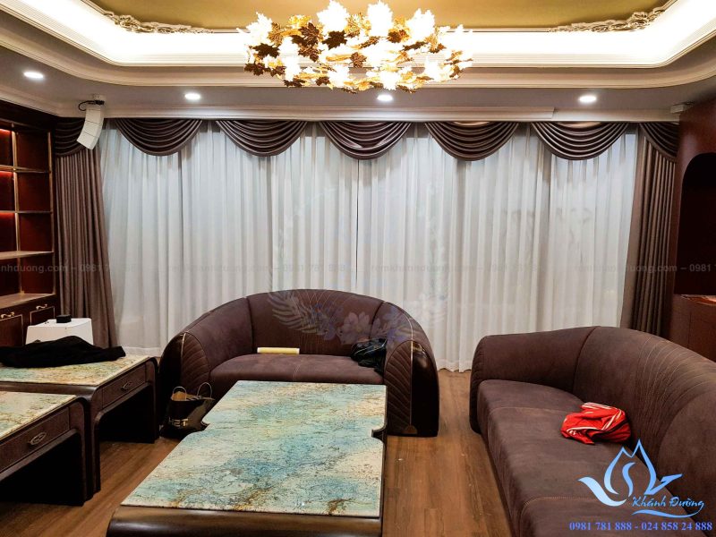 Rèm Tân cổ điển màu nâu tại chung cư Discovery Complex, Cầu Giấy PH441