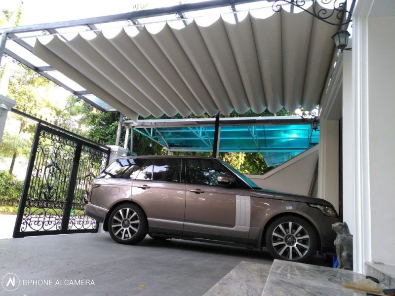 Rèm trần che mái kính cho nhà biệt thự sân vườn tại KĐT Ecopark  Vải cản sáng 100%