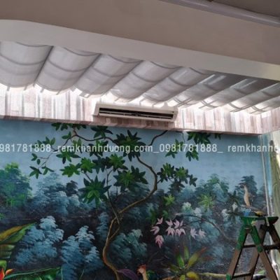 Rèm trần che mái kính cho quán Cafe tại La Khê Hà Đông