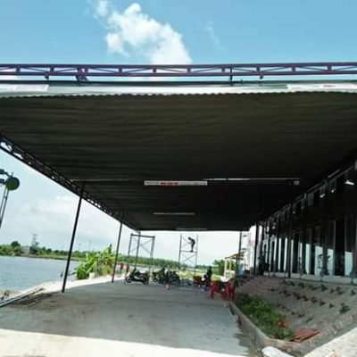 Bạt mái xếp lượn sóng ngoài trời che nắng mưa tại Hải Dương