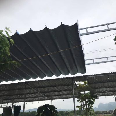 Mái xếp lượn sóng vải bạt ngoài trời cao cấp tại Long Biên