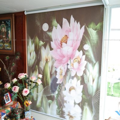 Rèm tranh in thường không máng hình ảnh hoa lá tại Quận Long Biên RT36