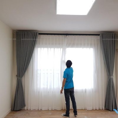 Rèm vải cách nhiệt một màu chống nắng tốt tại khu Ngoại giao đoàn CT9