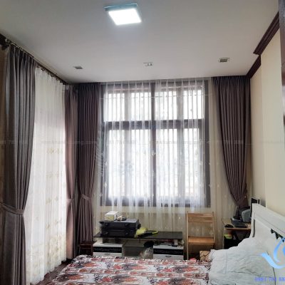 Rèm vải cản nắng 1 màu vải Hàn Quốc voan thêu tay Mỹ Đình, Hà Nội D10