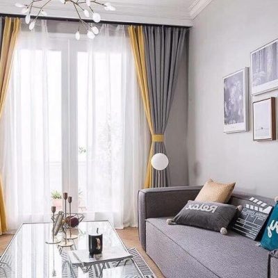 Rèm vải cản nắng phòng khách phối màu đẹp quận Cầu Giấy, Hà Nội TM9734