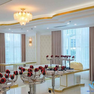 Rèm vải chống nắng 1 màu tại thẩm mĩ viện Xuân Hương, Hà Nội HL51