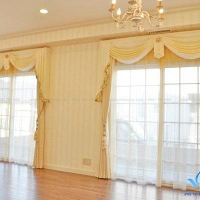 Rèm vải cổ điển Hàn Quốc phòng khách nhẹ nhàng Trung Kính, Hà Nội S03