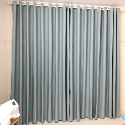 Rèm vải cửa sổ một màu cho phòng gia đình đẹp An Trai, Hà Nội RV22