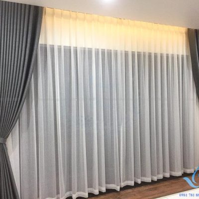 Rèm vải hai lớp cho phòng ngủ biệt thự quận Hoàng Mai HP69 - C01