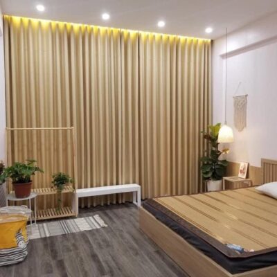Rèm vải hai lớp chống nắng cản sáng cho phòng ngủ màu  kem