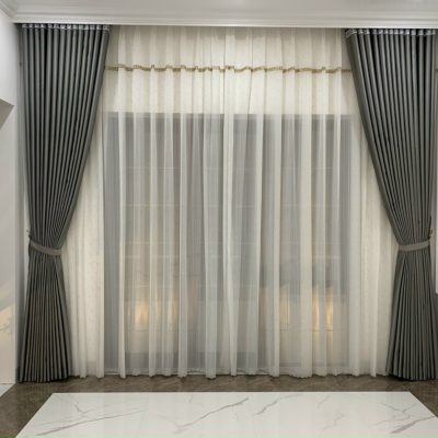 Rèm vải hai lớp đẹp sang trọng cho nhà chung cư phòng khách