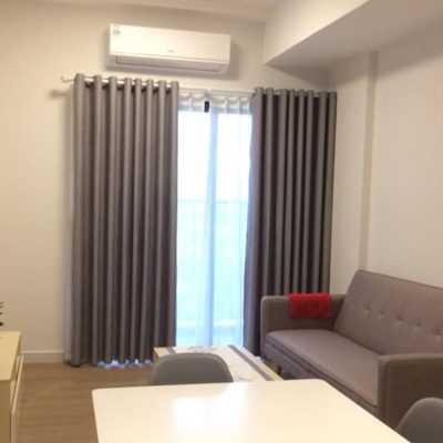 Rèm vải hai lớp phòng khách  màu ghi cho chung cư Five Star Garden số 2 Kim Giang