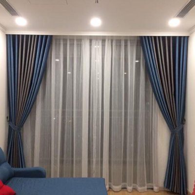 Rèm vải hai lớp đẹp cho phòng khách  tạ chung cư HD Mon