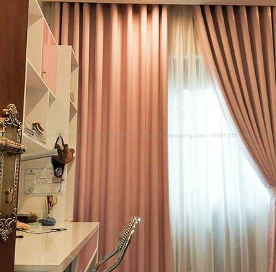 Rèm vải hai lớp màu hồng cho bé yêu quận Hoàn Kiếm 11-2A