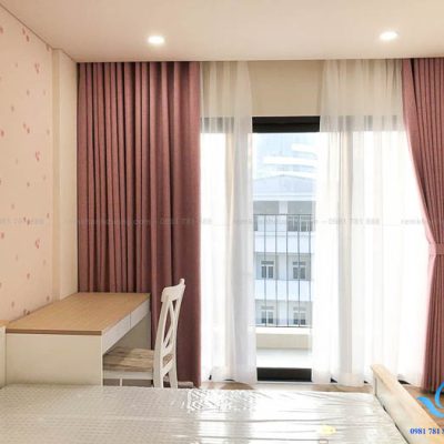 Rèm vải hai lớp màu hồng phòng ngủ quyến rũ Bà Triệu, Hà Nội HP69-P24