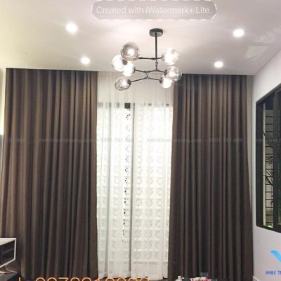 Rèm vải hai lớp phòng khách hướng Tây sang trọng Âu Cơ, Hà Nội TM6914