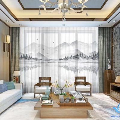 Rèm vải in tranh 3D sang trọng, cổ điển tại Tôn Đức Thắng, Hà Nội RT21