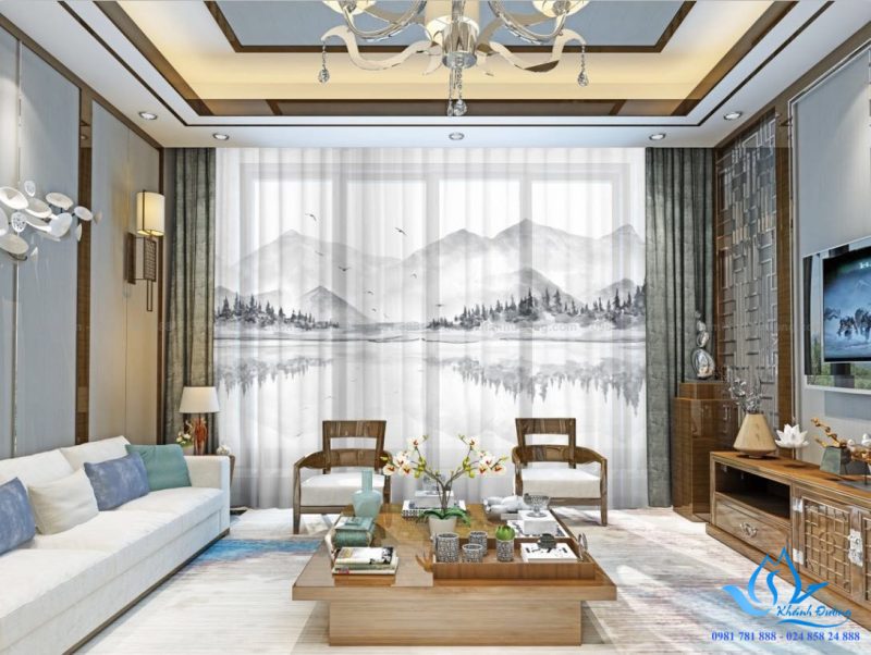 Rèm vải in tranh 3D sang trọng, cổ điển tại Tôn Đức Thắng, Hà Nội RT21