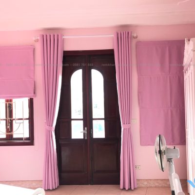 Rèm vải màu hồng cho phòng bé yêu mã MJL 5034