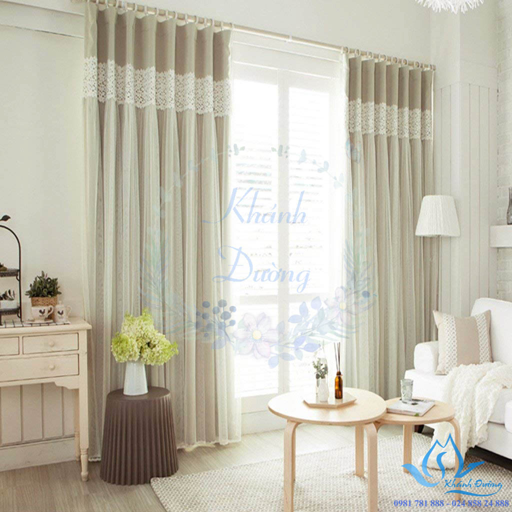 Rèm vải hai lớp phòng khách đẹp Gia Lâm, Hà Nội