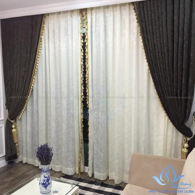 Rèm vải nhung cổ điển cao cấp phòng khách Ngã Tư Sở, Hà Nội BW 778618