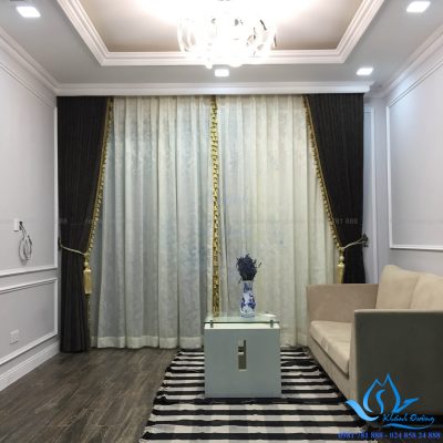Rèm vải nhung voan hoa văn chung cư Season Mỗ Lao, Hà Đông BW 778618