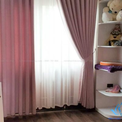Rèm vải phòng ngủ 1 màu cho phòng bé gái tại Kim Giang, Hà Nội H112A