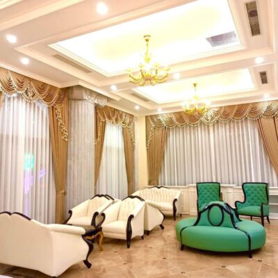 Rèm vải tân cổ điển cho phòng khách tại Biệt thự Vinhomes Riverside Long Biên hà Nội
