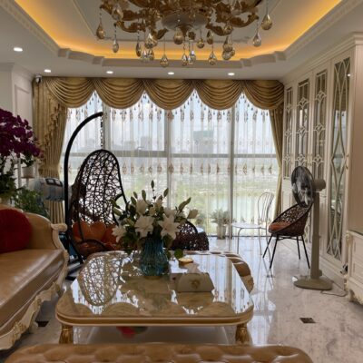 Rèm vải tân cổ điển hoàng gia vải Thổ Nhĩ Kỳ cho căn hộ cao cấp Thong Long Number One