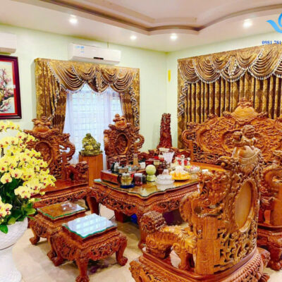 Rèm vải tân cổ điển sang trọng cho biệt thự tại Gia Lâm, Hà Nội