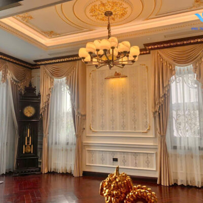 Rèm vải tân cổ điển với thiết kế hoàng gia cho biệt thự tại Gamuda Gardens