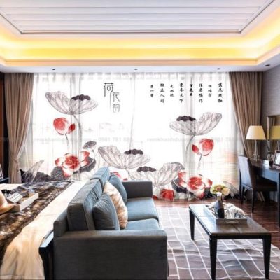 Rèm vải tranh họa tiết hoa lá thu hút tại Nguyễn Khoái, Hà Nội RT25