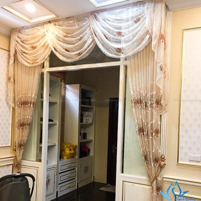 Rèm voan cổ điển thêu họa tiết dành cho phòng khách quận Đống Đa BJ601