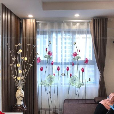 Rèm voan thêu tay đẹp cho phòng khách phố Hồ Tùng Mậu, Hà Nội P078