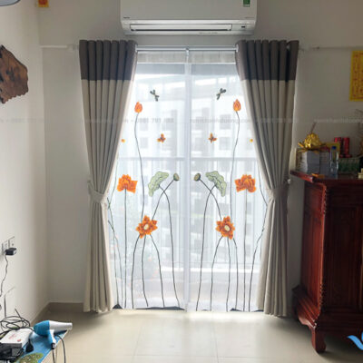 Rèm voan thêu tay đẹp cho phòng thờ tại Sky2 Aquabay, Hưng Yên P2912