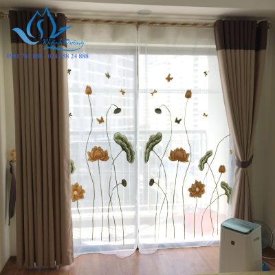 Rèm voan hoa sen chuồn chuồn đẹp cho phòng ngủ tại Quận Ba Đình