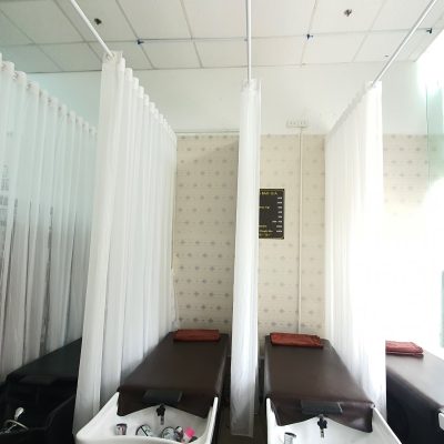Rèm voan trắng ngăn giường cho Salon tóc tại Tòa D inperia Garden 143 Nguyễn Tuân