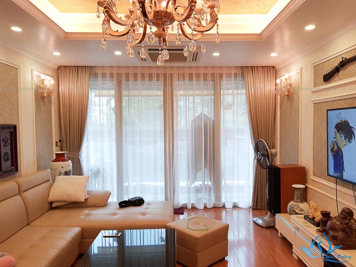 Rèm cửa vải cao cấp in hoa văn GP 018 tại tòa Mandarin