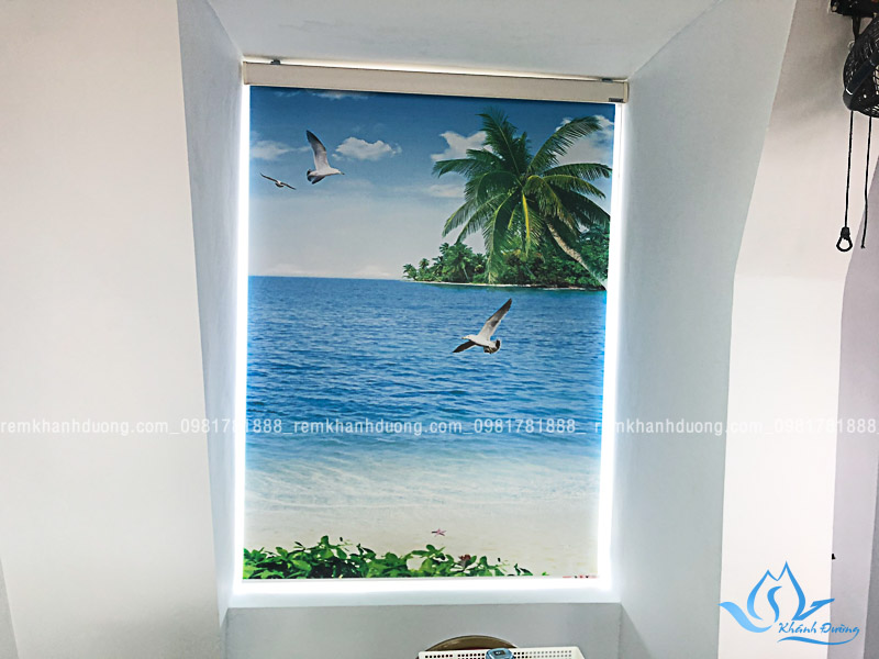 Rèm cuốn tranh phong cảnh biển đẹp ở Đường Thành hệ máng cản sáng