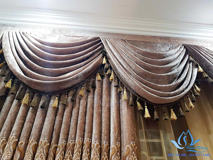 Rèm Tân cổ điển cho phòng ngủ biệt thự tại Âu Cơ, Tây Hồ, Hà Nội HP89