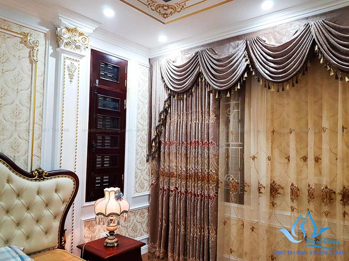 Rèm Tân cổ điển cho phòng ngủ biệt thự tại Âu Cơ, Tây Hồ, Hà Nội HP89