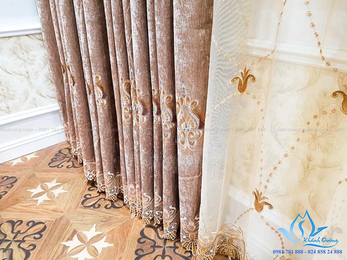Rèm Tân cổ điển cho phòng ngủ biệt thự tại Âu Cơ, Tây Hồ, Hà Nội HP89