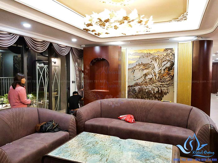 Rèm Tân cổ điển màu nâu tại chung cư Discovery Complex, Cầu Giấy PH441