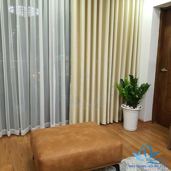 Rèm vải 2 lớp cản nắng cao cấp phòng khách Long Biên, Hà Nội L18-29