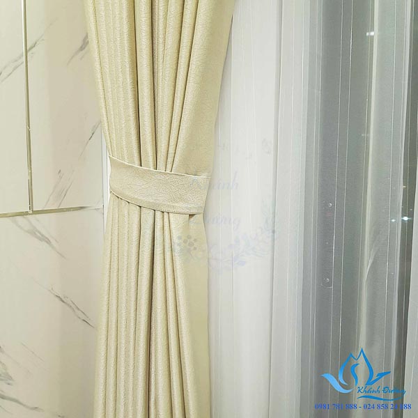 Rèm vải 2 lớp cản nắng cao cấp phòng khách Long Biên, Hà Nội L18-29