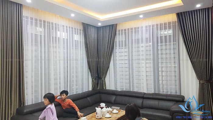 Rèm vải 2 lớp cuốn hút nhất cho phòng khách tại Mỹ Đình- Hà Nội L18-19