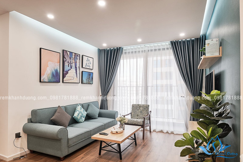 Rèm vải hai lớp may ore dễ dàng điều chỉnh độ sáng trong phòng