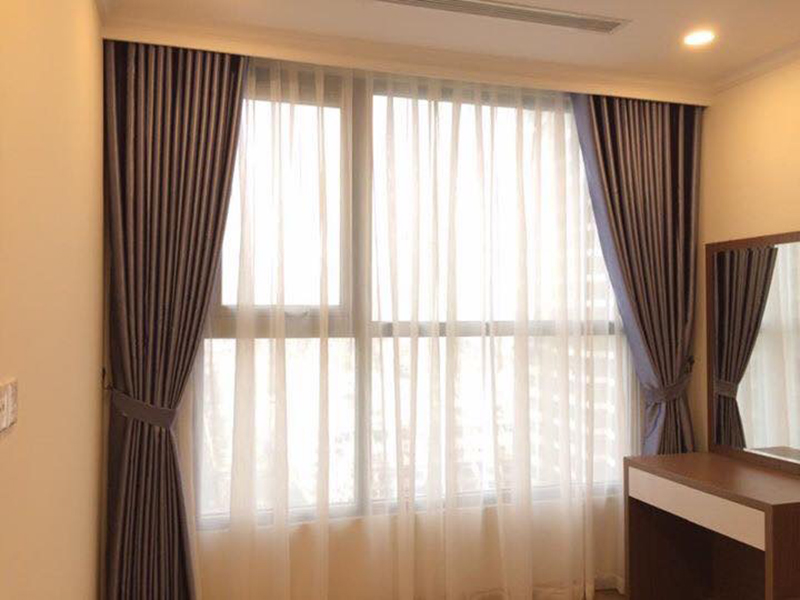 Mẫu rèm cửa Bỉ độc đáo RB – 09 màu nâu trầm may theo kiểu rèm vải hai lớp đơn giản, hiện đại